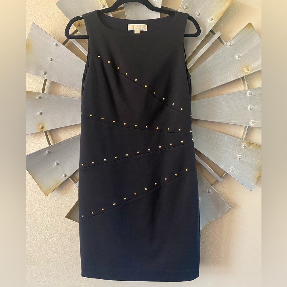 NWT Michael Kors Black Dress with Gold Studs
